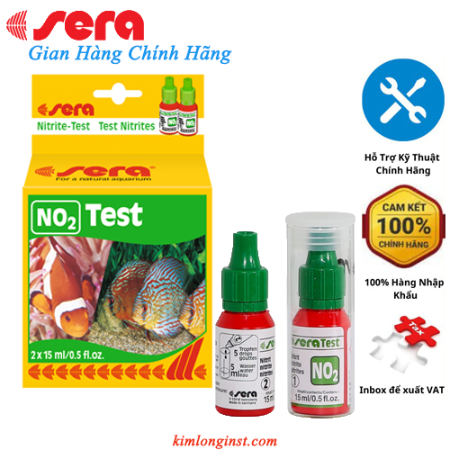 Bộ Kiểm Tra NO2 Sera, Model:Test NO2 Sera, thương hiệu: Sera gồm 2 lọ 15ml và 1 ống thạch anh