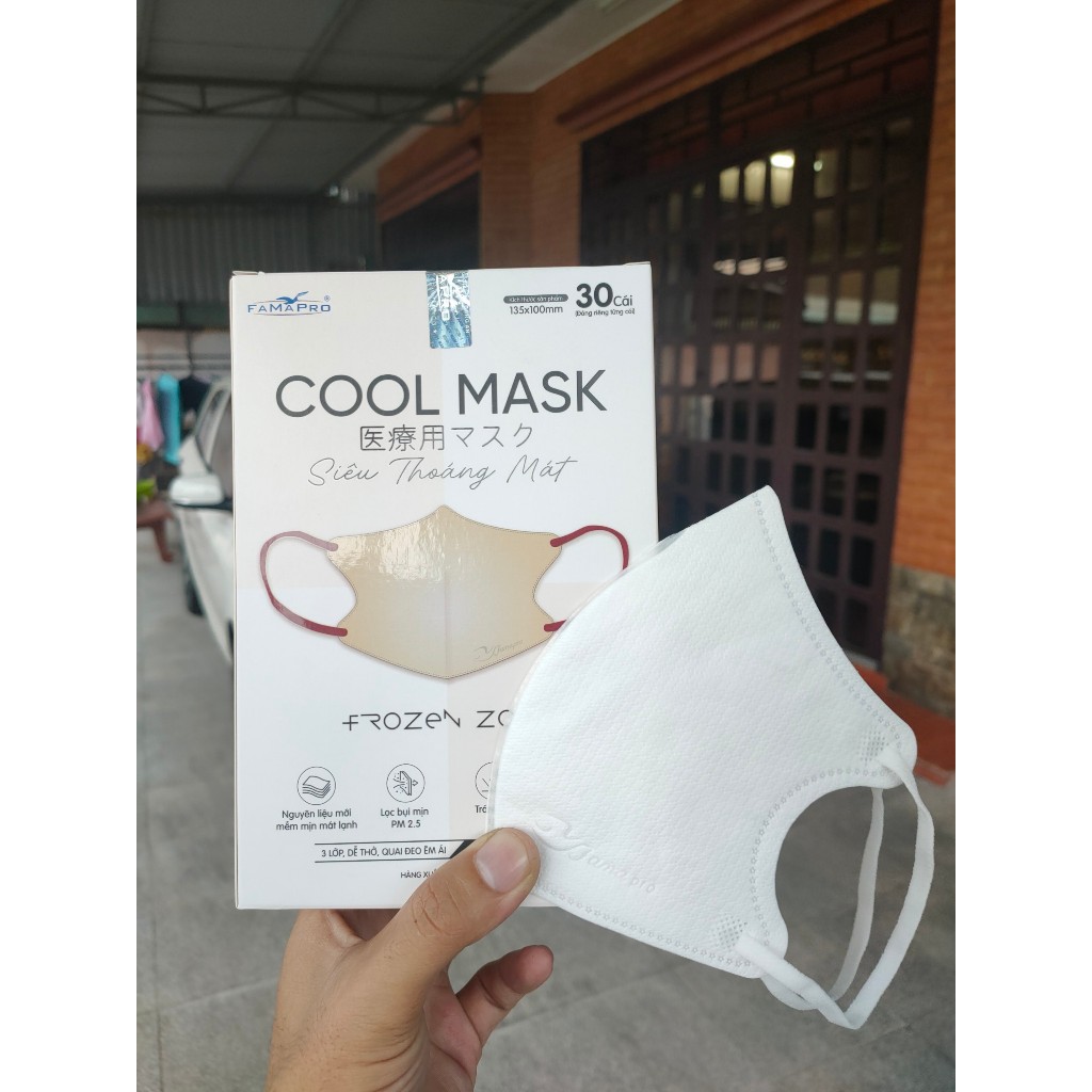 Khẩu trang cao cấp Cool Mask Famapro, hộp 30 cái đóng riêng mỗi túi 1 cái