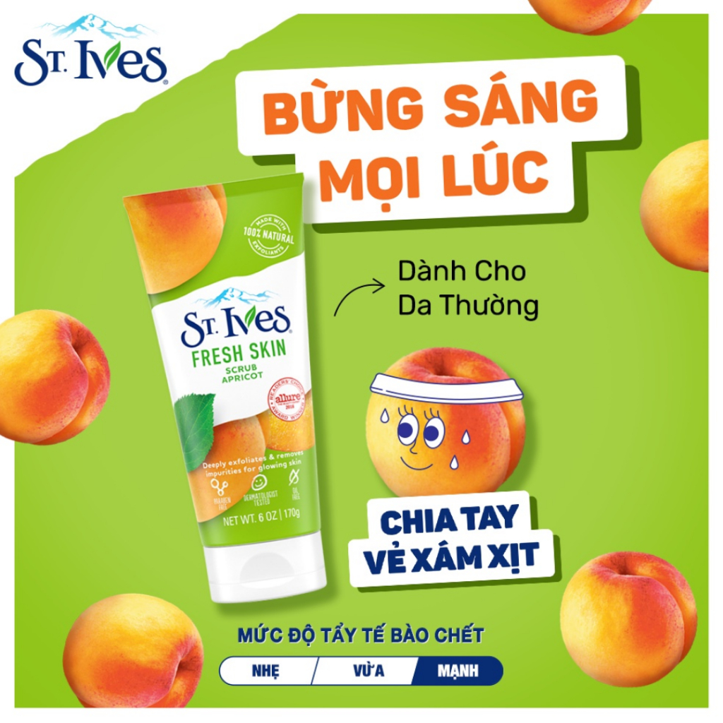 Sữa rửa mặt tẩy tế bào chết ST.Ives chiết xuất trà xanh làm sạch sâu và mịn da 170g Mỹ