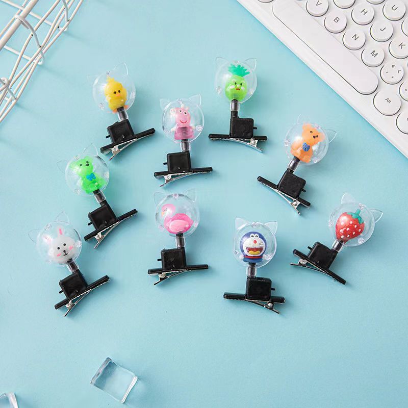 Đồ chơi kẹp tóc hình nhân vật hoạt hình phát sáng, đồ chơi trang trí, cài tóc, quần áo dễ thương