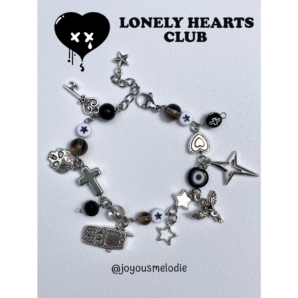 JOMÉ LONELY HEARTS CLUB BRACELET DARK VER. _Vòng tay handmade bằng thép không gỉ phong cách grunge, y2k