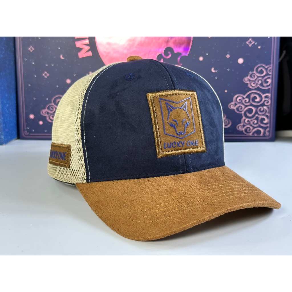 Mũ lưỡi trai nam nữ phối da lộn hình sói Lucky one thời trang thể thao, nón kết mới, M199