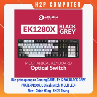 Bàn phím quang cơ gaming dareu ek1280x black-grey new - chính hãng - bh 24 tháng