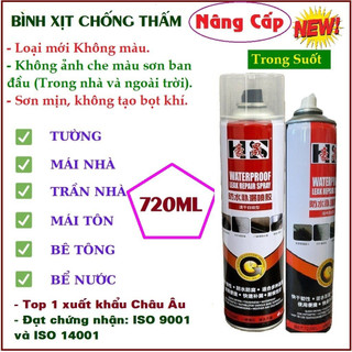Chai dung dịch xịt chống dột - chống thấm nước - Bình xịt chống thấm, dột 720ml