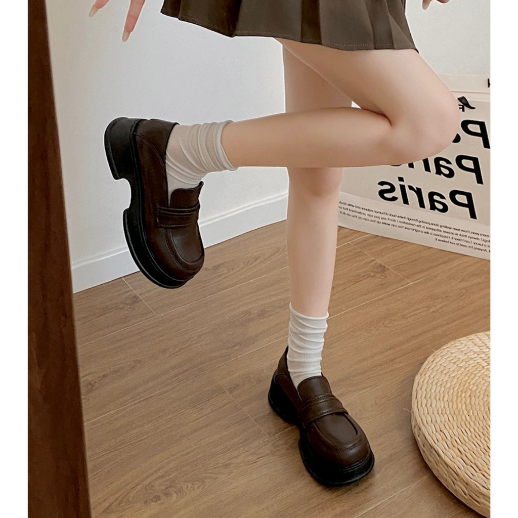 Giày Loafers nữ giày lười basic da mềm đạp gót 3 màu neih.studio