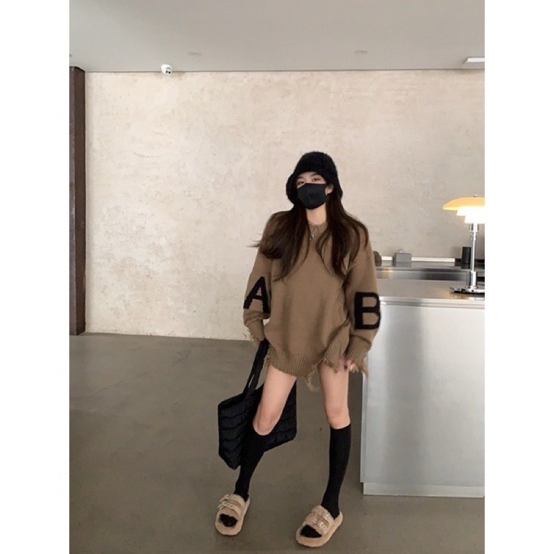 Áo len rách AB rách tua rua