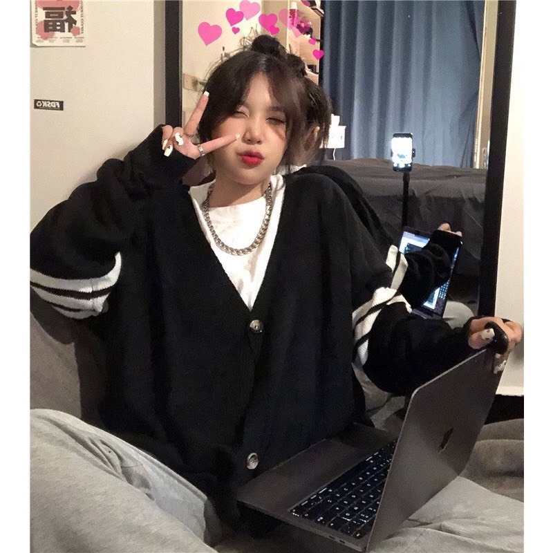 Áo Khoác Nữ, Áo Cadigan Tay Kẻ Vạch Chất Len Hàng QCCC Loại 1