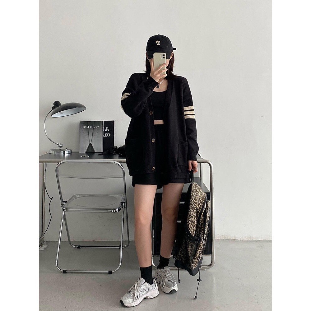 Áo Khoác Nữ, Áo Cadigan Tay Kẻ Vạch Chất Len Hàng QCCC Loại 1