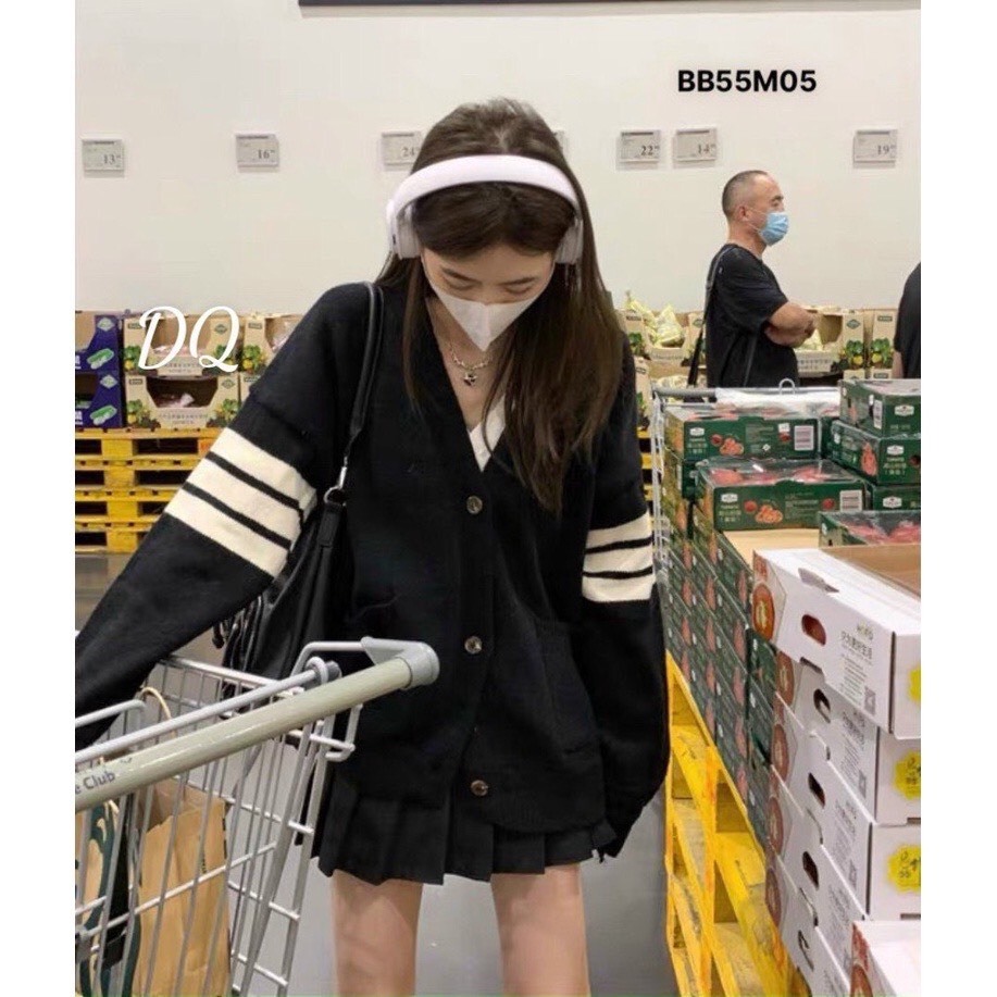 Áo Khoác Nữ, Áo Cadigan Tay Kẻ Vạch Chất Len Hàng QCCC Loại 1