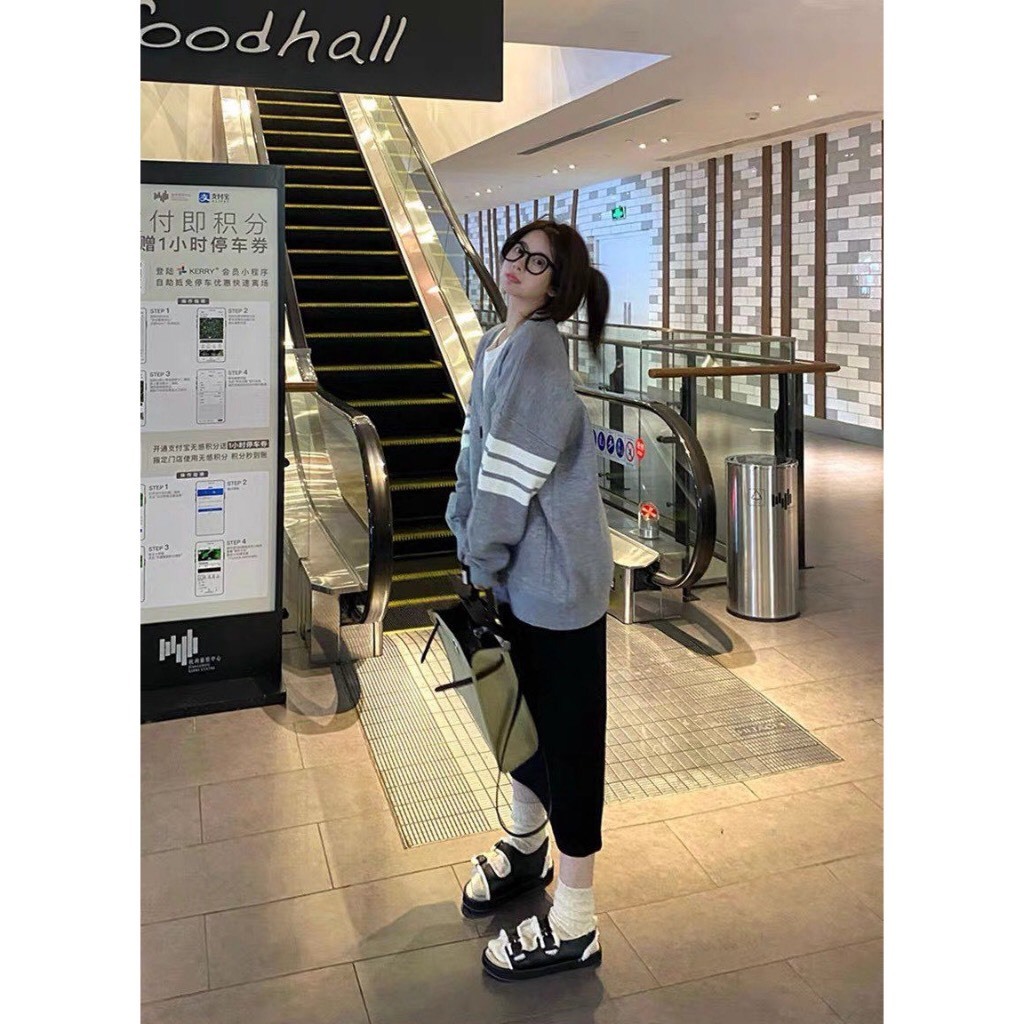 Áo Khoác Nữ, Áo Cadigan Tay Kẻ Vạch Chất Len Hàng QCCC Loại 1