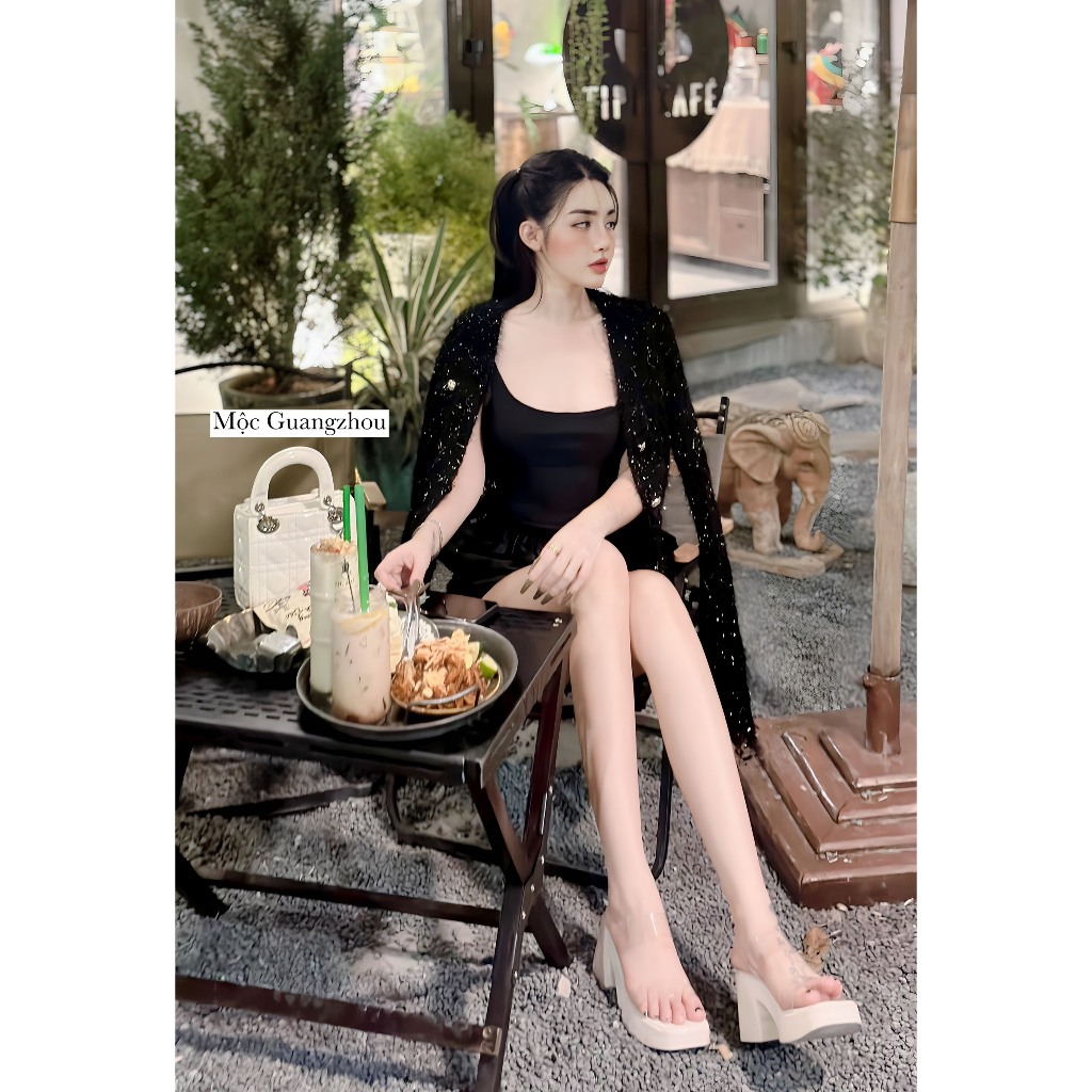 Áo khoác len dạ nhũ