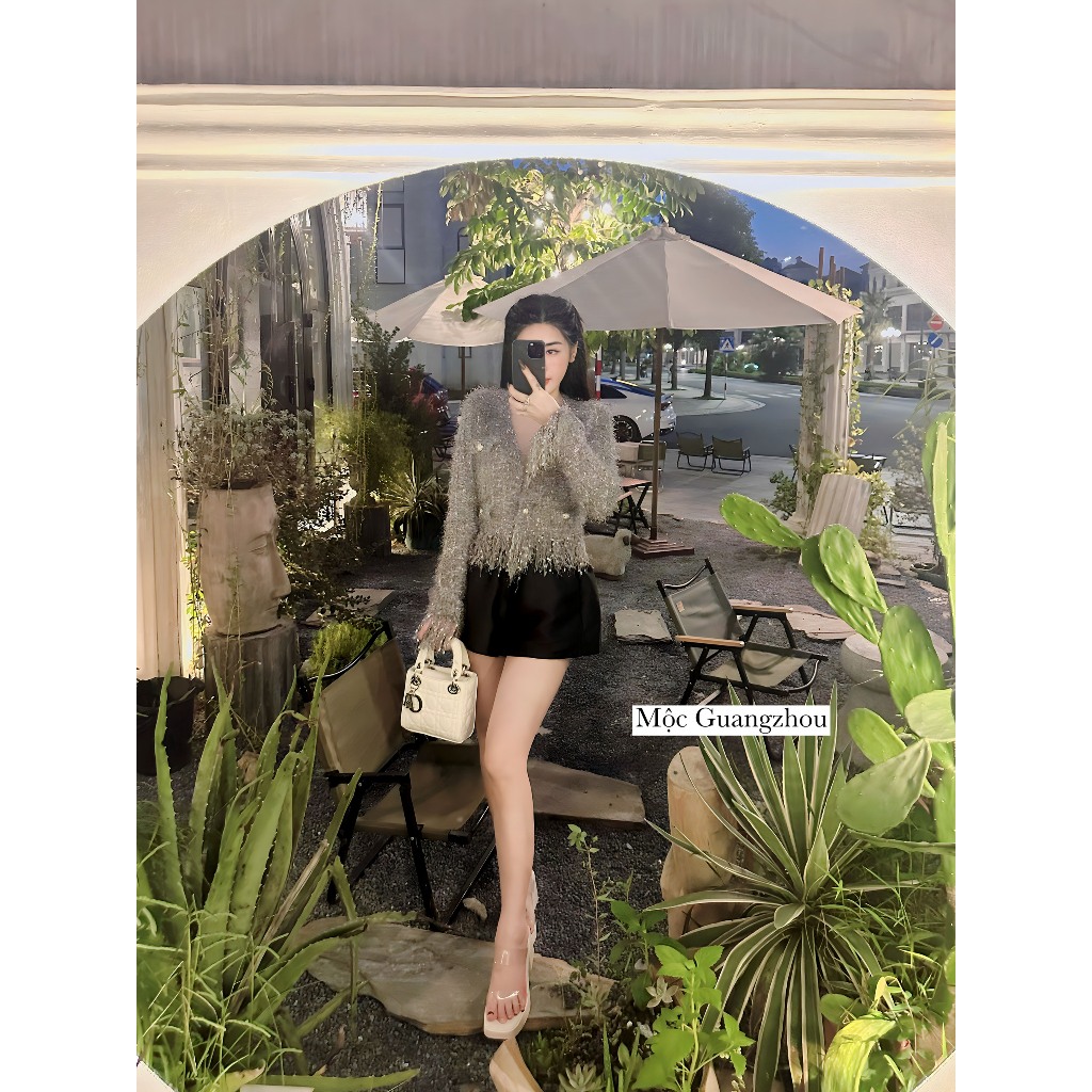 Áo khoác len dạ nhũ