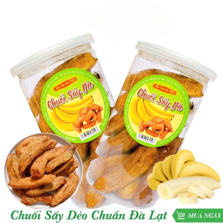 500Gr Chuối Sấy Dẻo Đà Lạt, Hàng Loại 1, Thơm Ngon