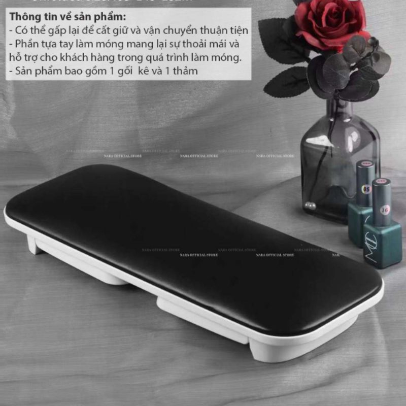 Set bục kê tay da làm nail - gối kê da làm tay cao cấp gồm bục kê và thảm trải lưới