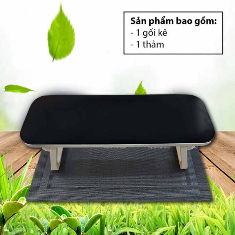 Set bục kê tay da làm nail - gối kê da làm tay cao cấp gồm bục kê và thảm trải lưới
