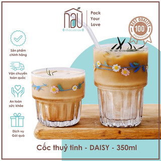 Cốc thủy tinh DAISY chịu nhiệt đa năng dùng uống nước, chụp ảnh, trang trí