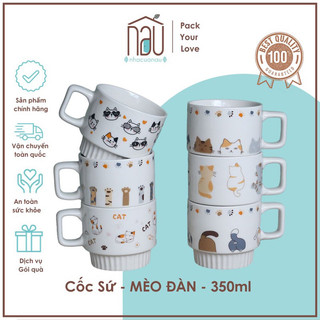 Cốc sứ hình mèo siêu dễ thương phù hợp làm quà, cốc đôi cho couple có 4 mẫu kèm thìa cá đáng yêu