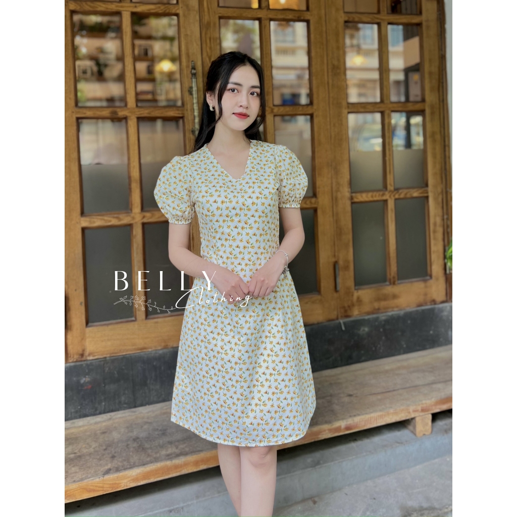 🔥Váy Ngắn Hoa Nhí Cổ V, Váy Thiết Kế 2 Lớp Dáng Chữ A Nhẹ Nhàng Phong Cách Hàn Quốc by BELLY Clothing