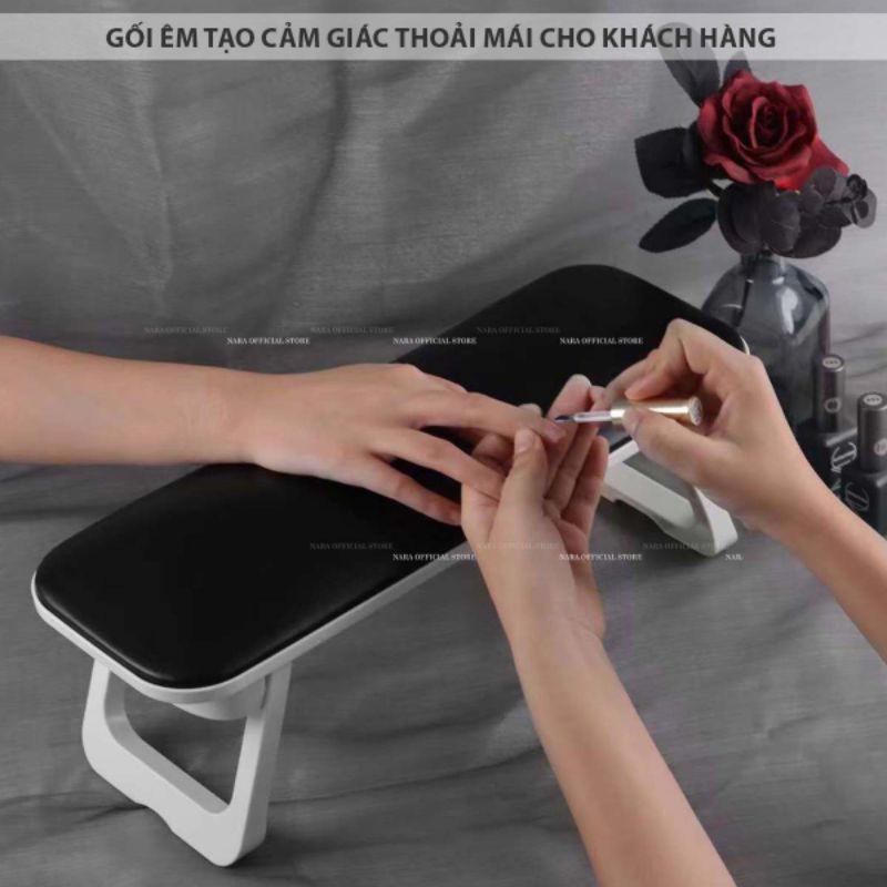 Set bục kê tay da làm nail - gối kê da làm tay cao cấp gồm bục kê và thảm trải lưới