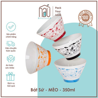 Chén bát đĩa Sứ Mèo Cá ngộ nghĩnh phù hợp cho cặp đôi, cho bé yêu, làm quà cưới, quà cho bé