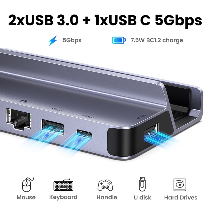 Hub Dock Ugreen Cho Steam Deck, Rog Ally , Samsung Galaxy S8 Trở Lên Chính Hãng Ugreen 6 in 1