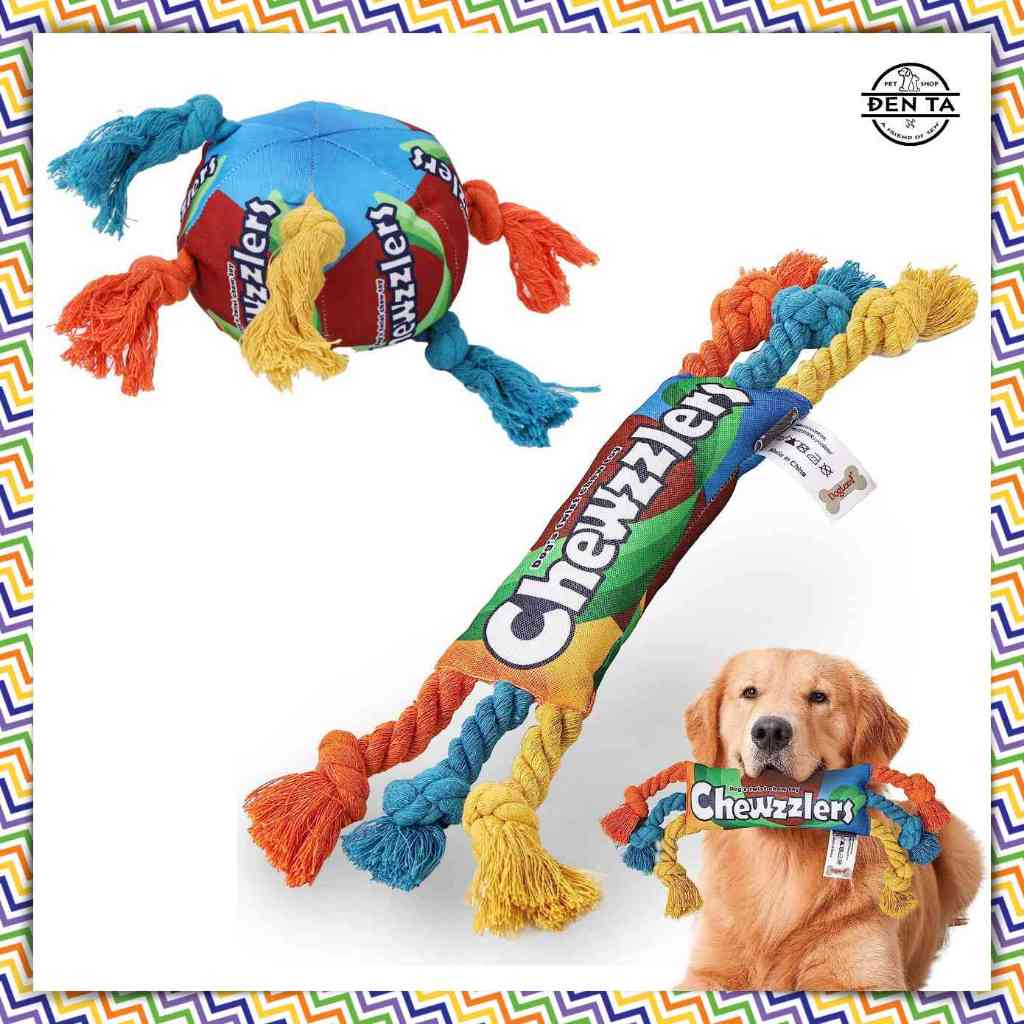 Đồ chơi gối bông cầu vồng chút chít kéo co tương tác cho chó - Đen Ta pet shop