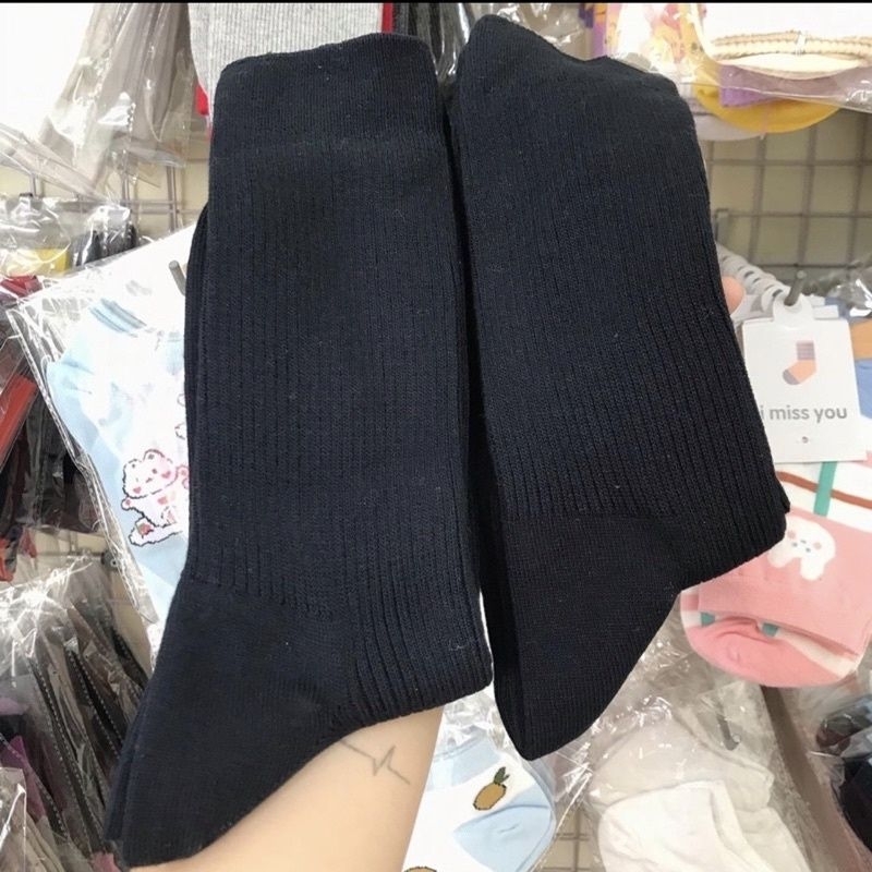 Tất cổ cao nữ đẹp vớ trơn hàng chính hiệu MUJI thời trang nữ cute style hàn quốc cotton cao cấp kháng khuẩn