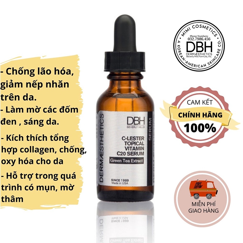 [AUTHENTIC USA] Serum tăng cường Collage DBH C-Lester Topical Vitamin C20 chống lão hóa chuyên sâu 30ml - 120ml