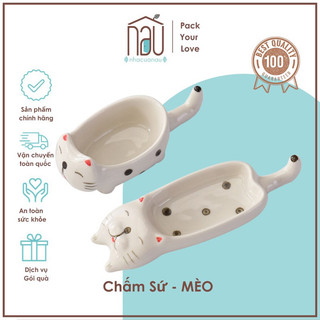 Chén bát đĩa gốm sứ Cá Mèo, hàng thủ công đựng mắm, ăn cơm, phù hợp làm quà cưới, tân gia