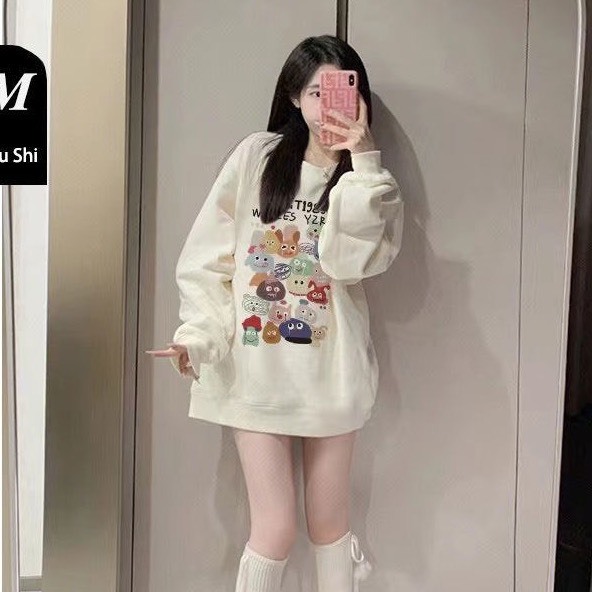 Áo Sweater  NỈ Dài Tay in hoạ tiết nhỏ nhắn siêu xinh 💗 áp nỉ Chất  Dày Dặn Co Dãn, Mùa Đông T23