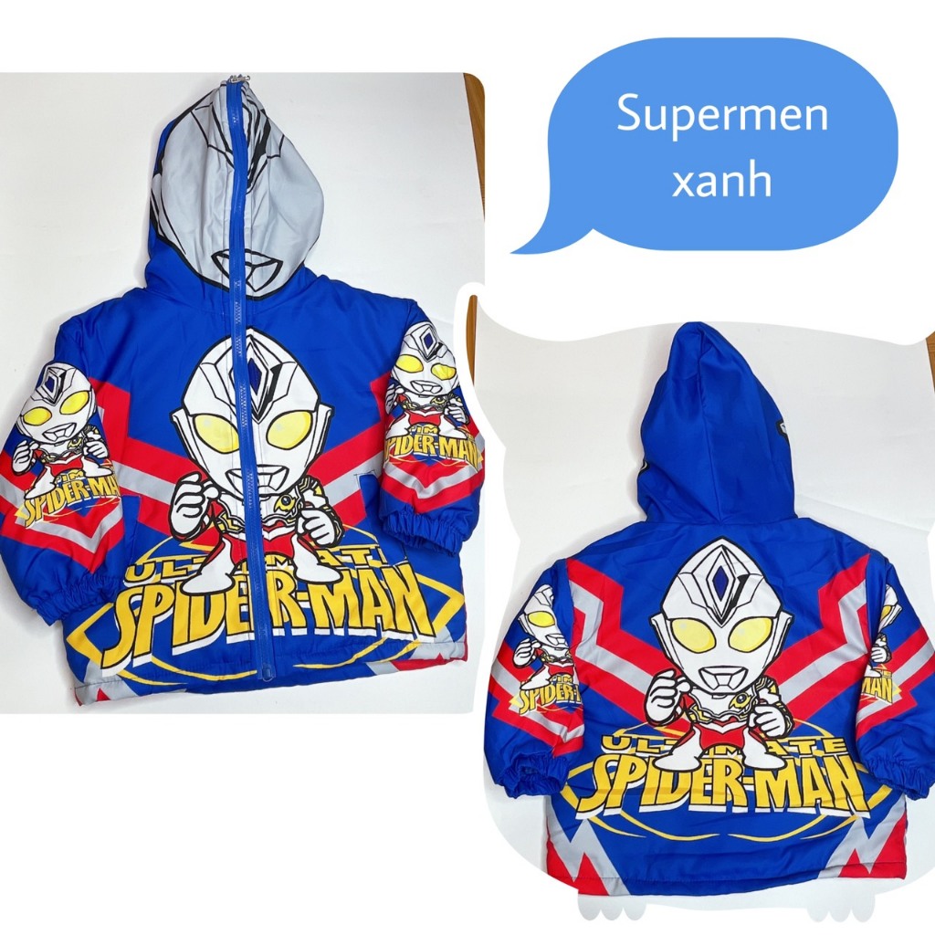 Áo Khoác Phao Gió Bé Trai Siêu Nhân Nhện Dáng Suông SPIDERMAN Cực Ngầu, Siêu Đẹp Quảng Châu Cao Cấp