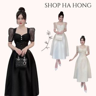 Đầm tafta dáng dài phối lưới váy thiết kế dự tiệc