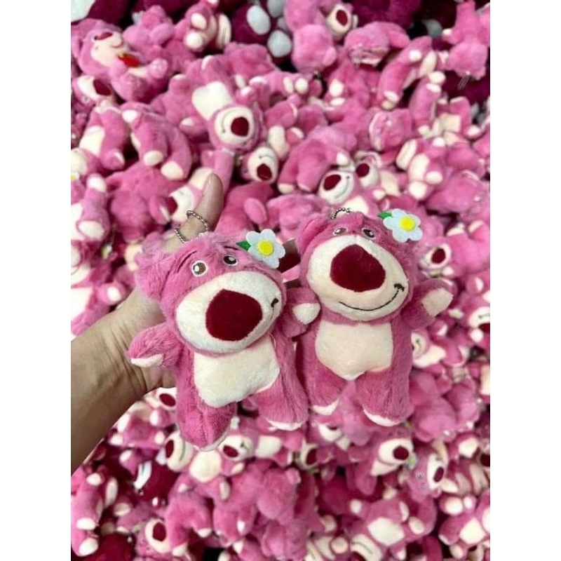 Gấu bông Lotso đeo hoa 12cm có móc treo