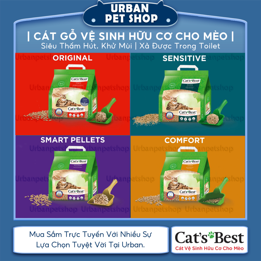 Cat's Best - Cát Gỗ Vệ Sinh Cho Mèo Original_Smart Pellets_Sensitive_Comfort