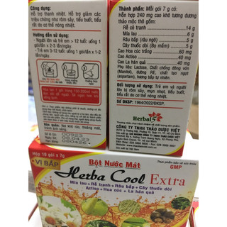 Bột nước mát Herba Cool (Râu bắp-lá thuốc dòi-actiso-rể tranh-mía lau-hoa cúc trắng..)