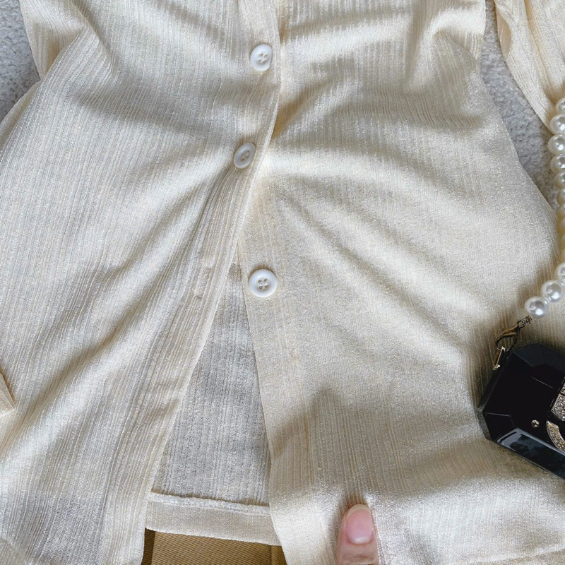 SET ÁO NUDE TRỄ VAI - CHÂN VÁY XẾP LY