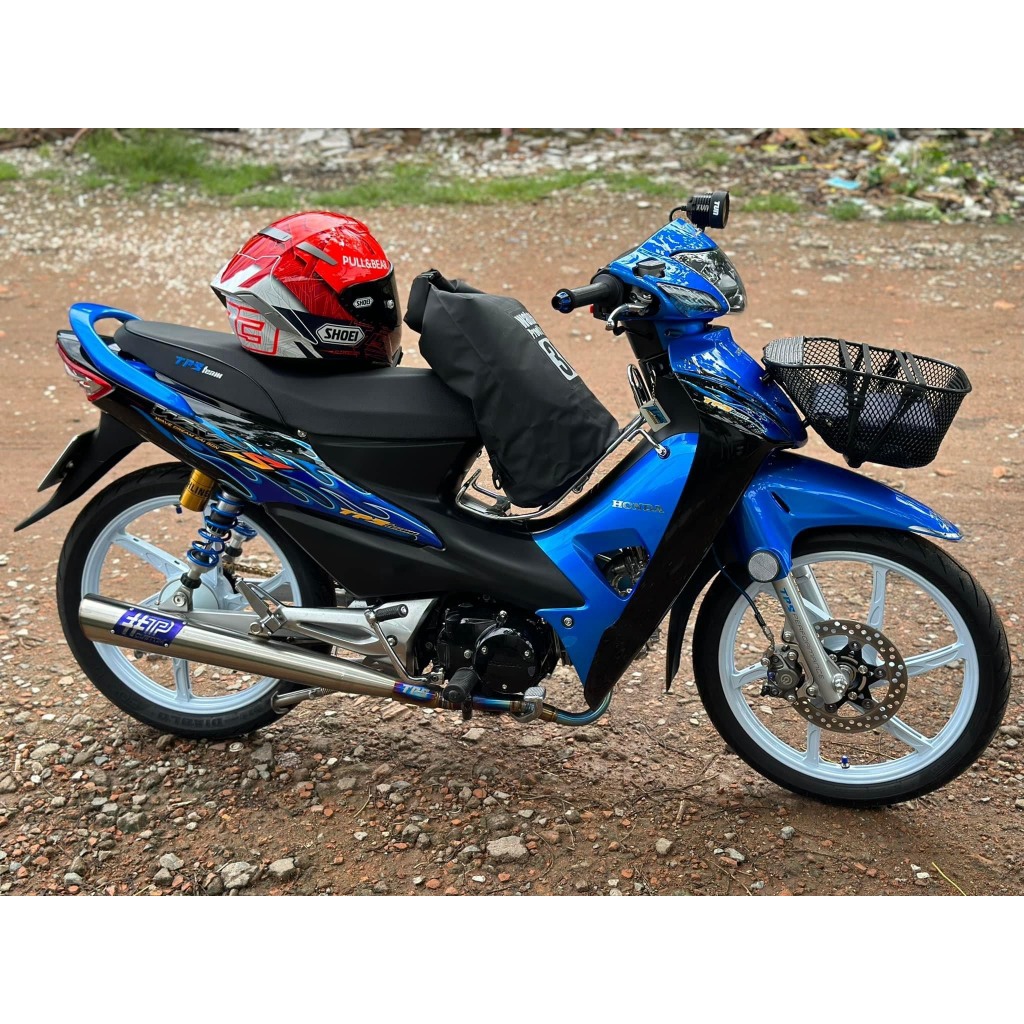 Tem wave a 100 thiết kế tam lửa xanh đen