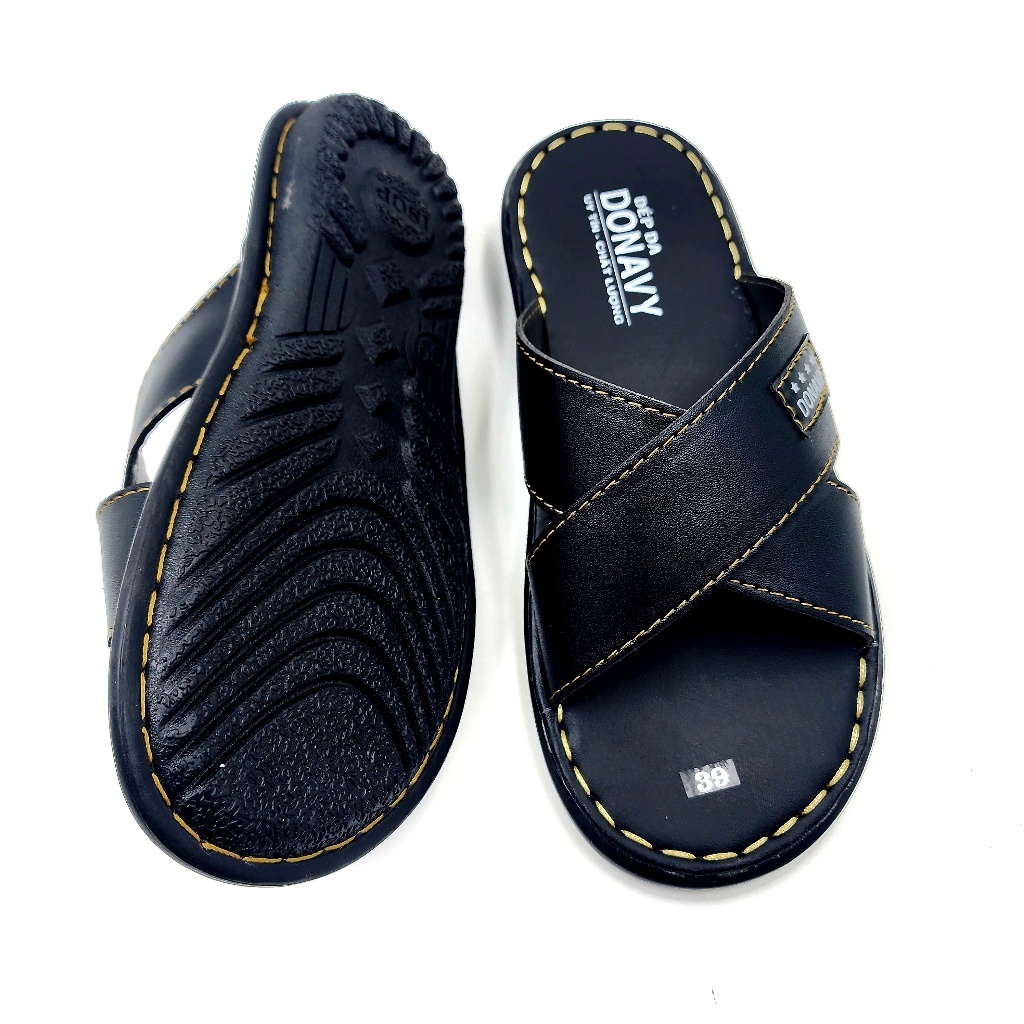 THANH LÝ SỐ LƯỢNG CÓ HẠN Dép nam da DONAVY cao cấp, may full quai chắc chắn  D.2CHEO