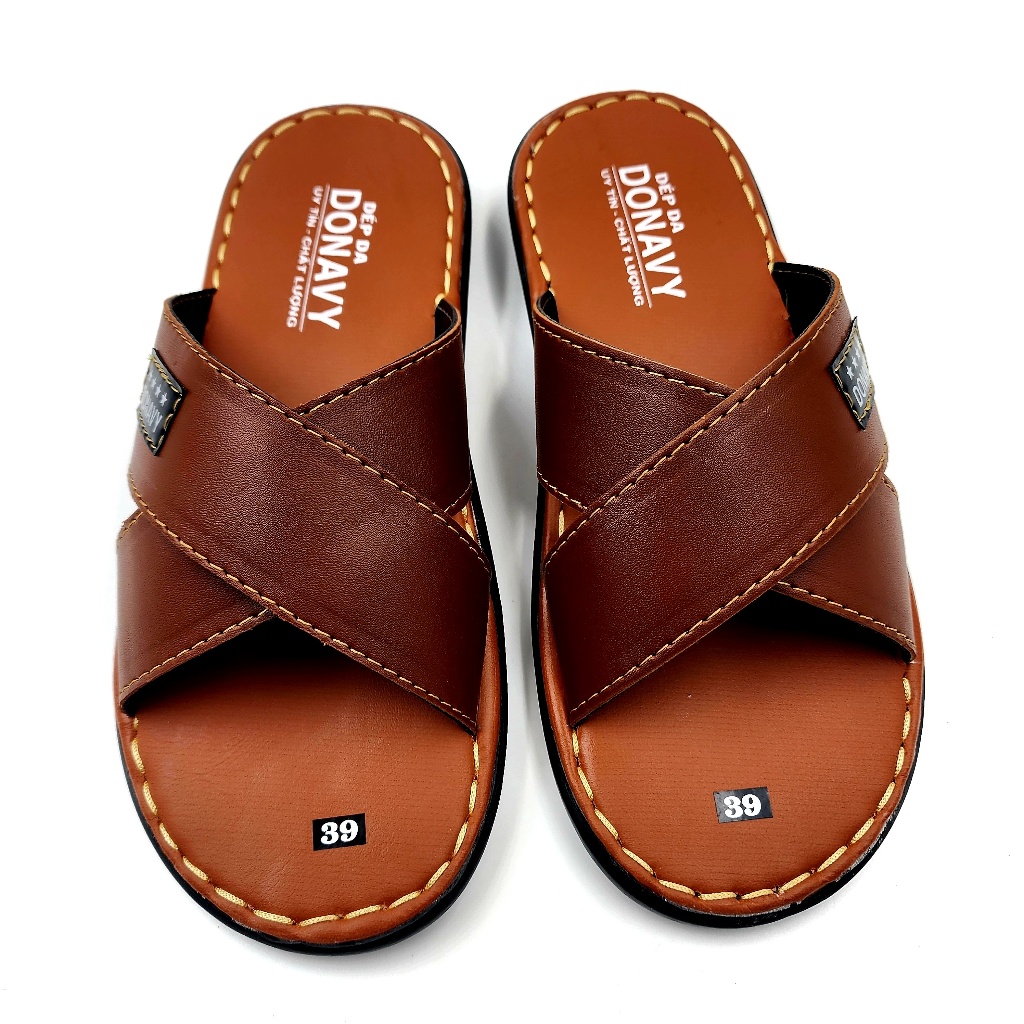 THANH LÝ SỐ LƯỢNG CÓ HẠN Dép nam da DONAVY cao cấp, may full quai chắc chắn  D.2CHEO