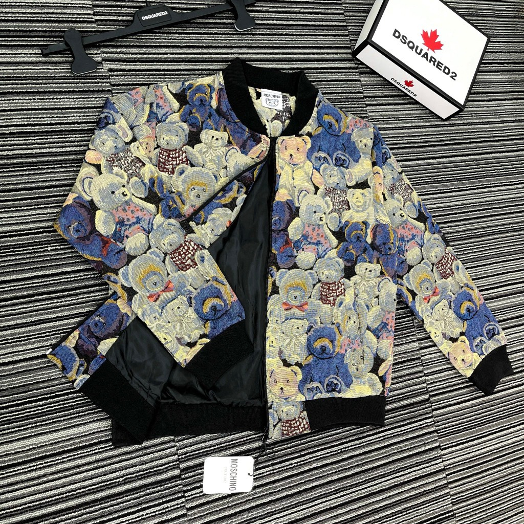 Áo Khoác Bomber Mochino Gấu 2 Lớp Form Rộng Unisex Hàng Quảng Châu