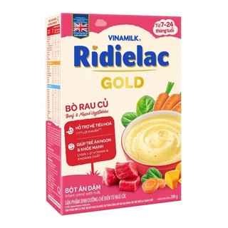 Bột ăn dặm RIDIELAC GOLD Bò rau củ - Hộp giấy 200g