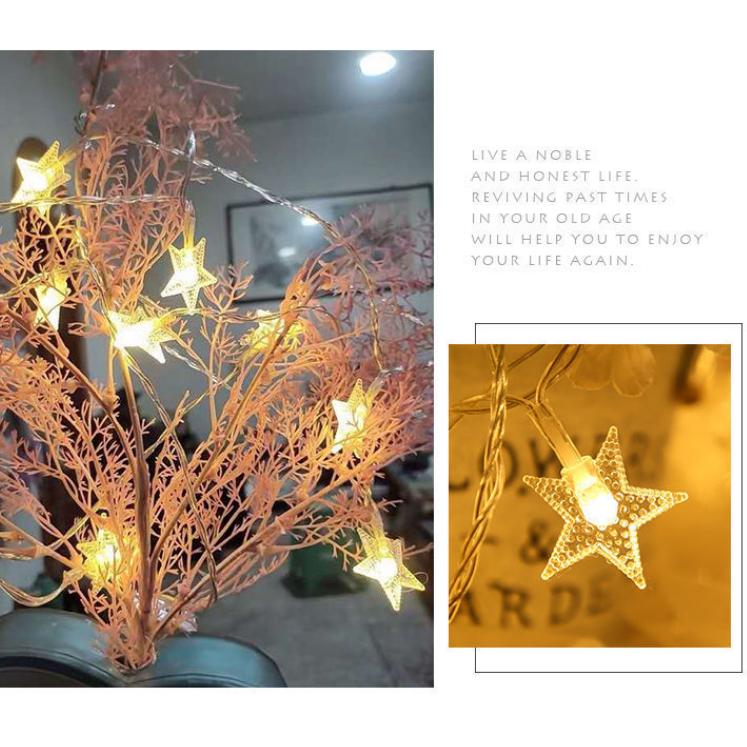 SỬ DỤNG ĐIỆN 220V. Dây Đèn Ngôi Sao 10 mét Trang Trí Phòng,Nhà Cửa, Tiệc Tùng , Noel , Đám Cưới , Không Gian Quán, vv