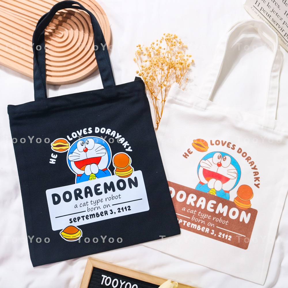 Túi tote Doraemon có khóa kéo dễ thương cute TooYoo BK00435
