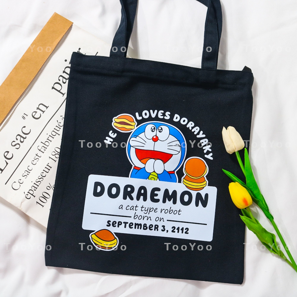 Túi tote Doraemon có khóa kéo dễ thương cute TooYoo BK00435