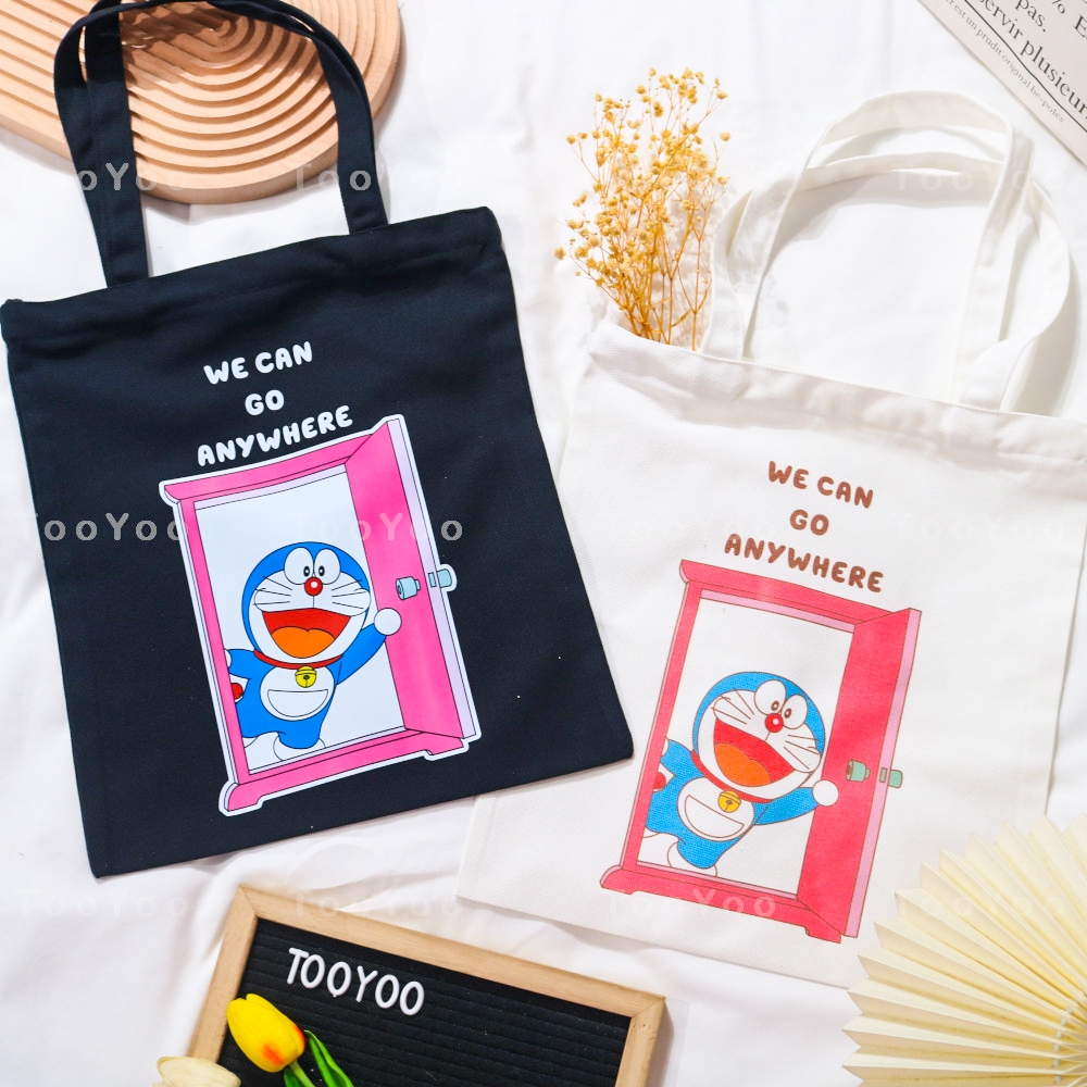 Túi tote Doraemon có khóa kéo dễ thương cute TooYoo BK00435