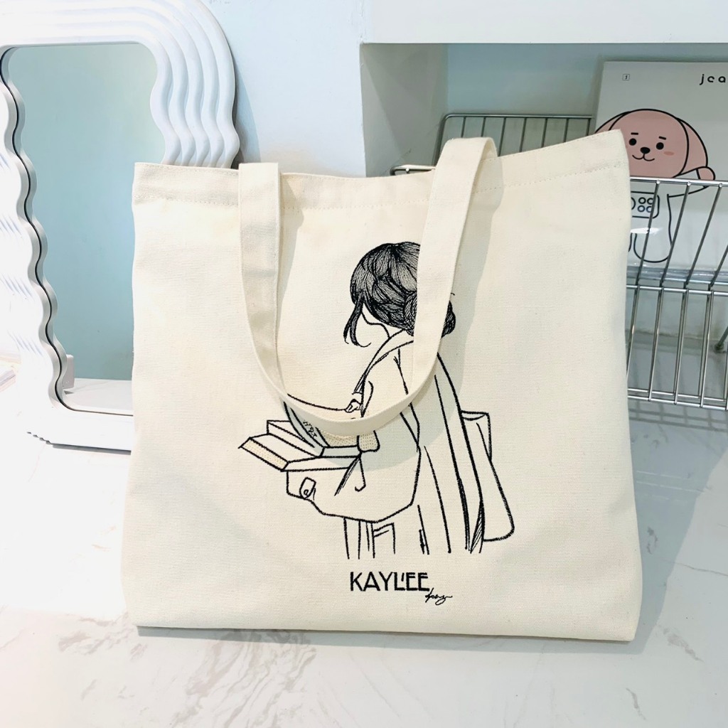 Túi tote vải canvas Thêu nghệ thuật theo yêu cầu thời trang KAYLEE KT39x37x6cm TT16