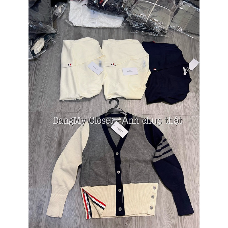 Áo cadigan len thomee viền phối màu