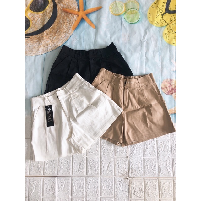 Quần Short Nữ Ống Rộng Kaki Basic, Quần Đùi Kaki Nữ Cạp Chun Sau | BigBuy360 - bigbuy360.vn