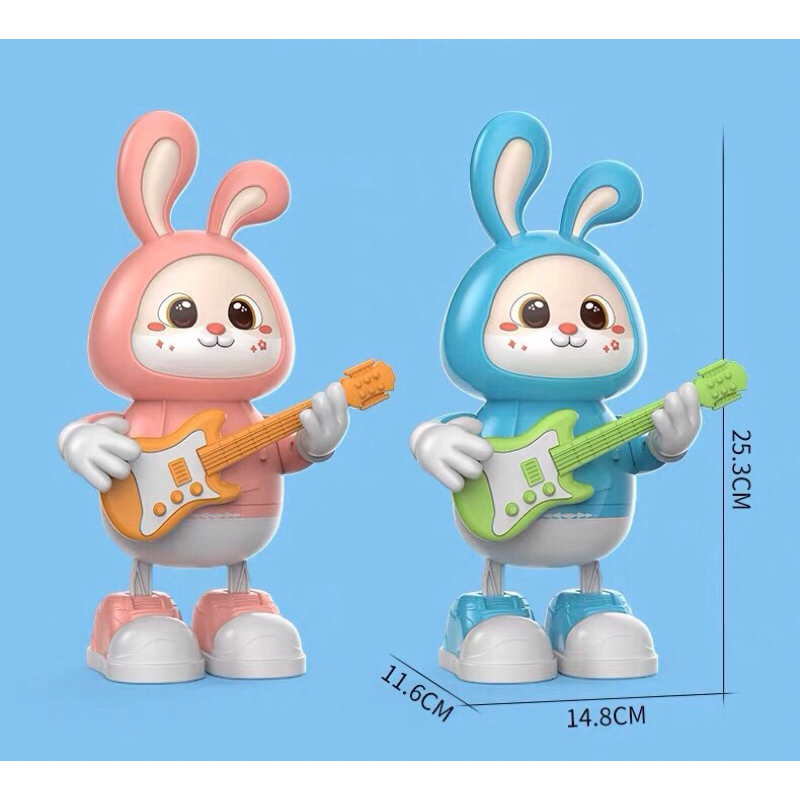 Đồ chơi Thỏ con chạy pin phát đèn, hát nhạc và nhảy, Thỏ cầm Hoa và Quà