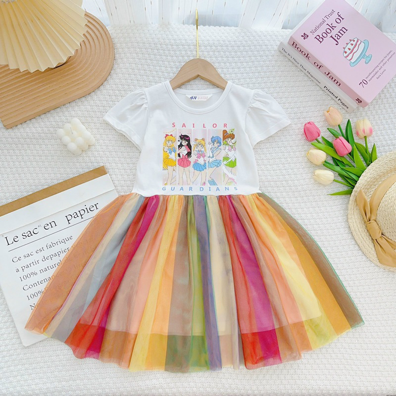 🎀 Đầm Công Chúa, Đầm Thun Cotton Phối Voan Xinh Xắn